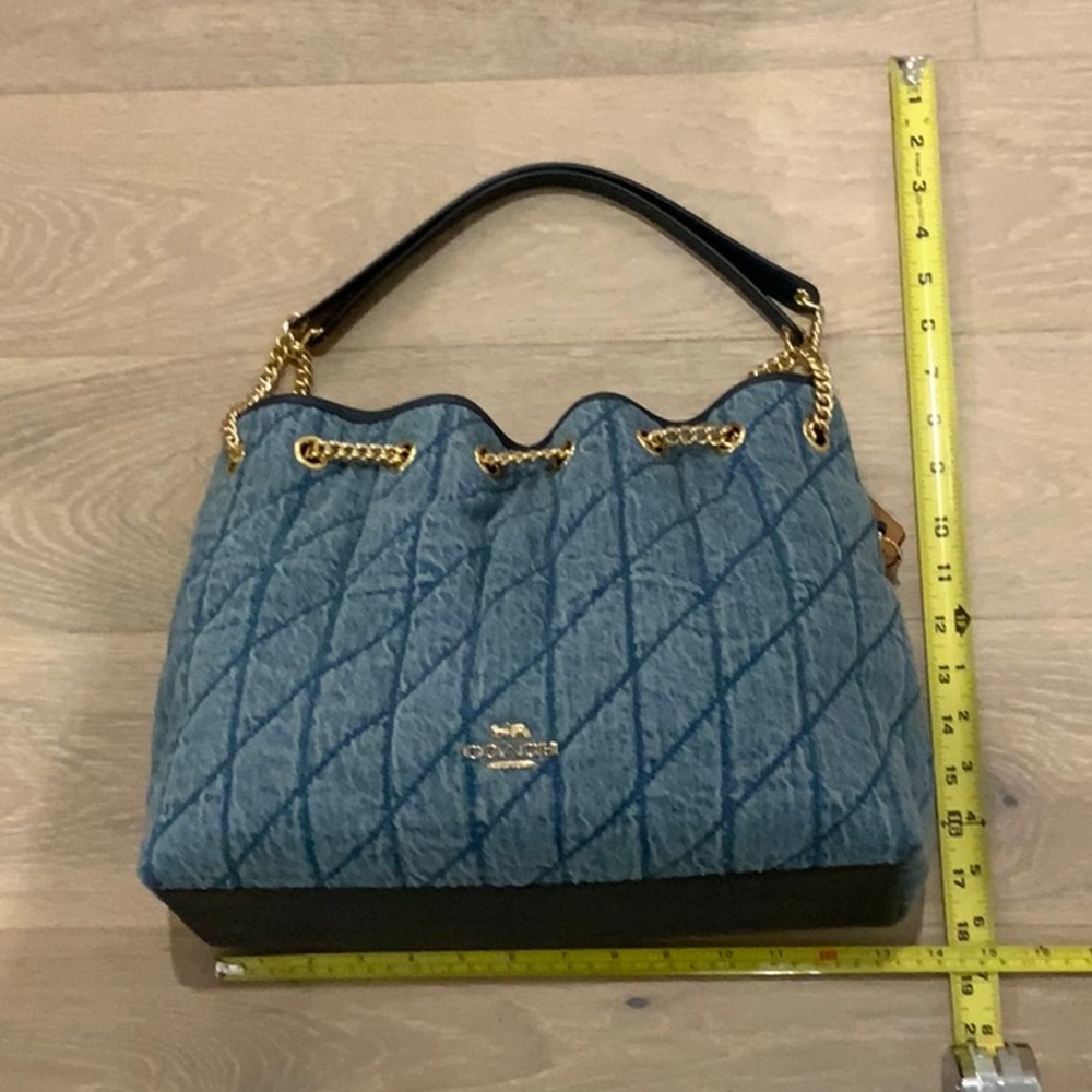 Coach Quilted Denim Shoulder Bag with Gold Hardware - Picture 6 of 13